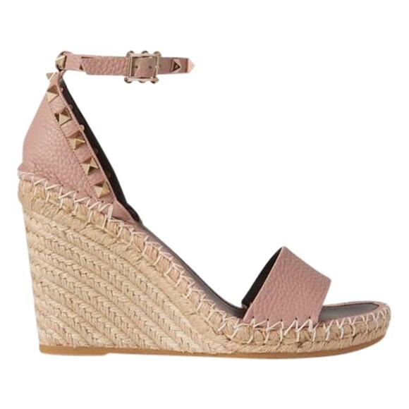 VALENTINO GARAVANI Rockstud 105 leather espadrilles wedges sandals - Picture 1 of 4